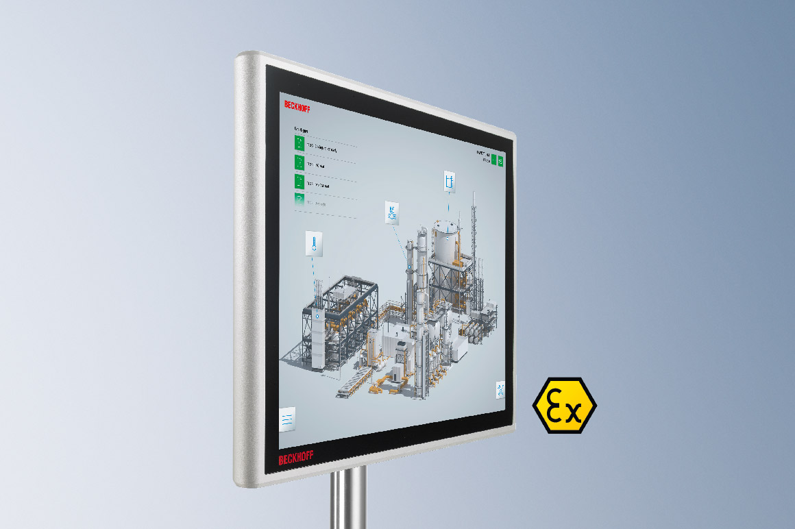 倍福 CPX 系列控制面板和面板型 PC 使用的成熟的多点触控技术可用于防爆区 2/22 区。