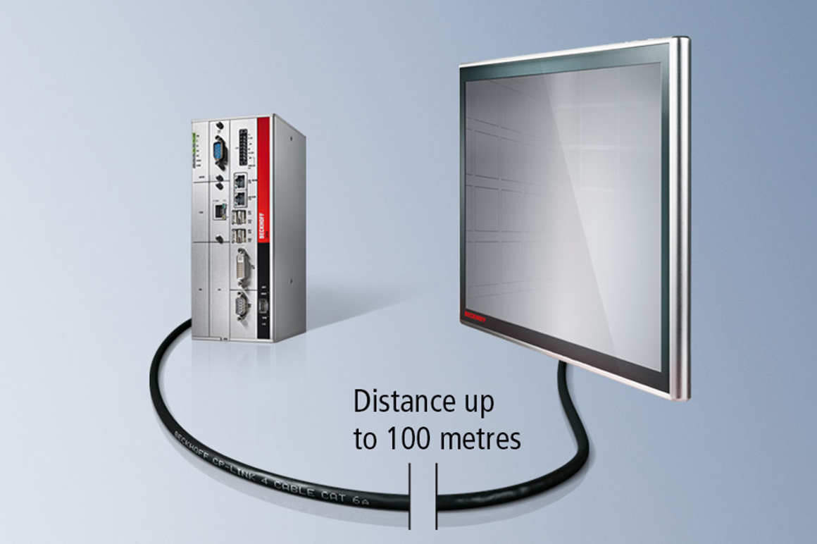 有了 CP-Link 4 之后，控制面板和工业 PC 之间的距离最远可达 100 m。 