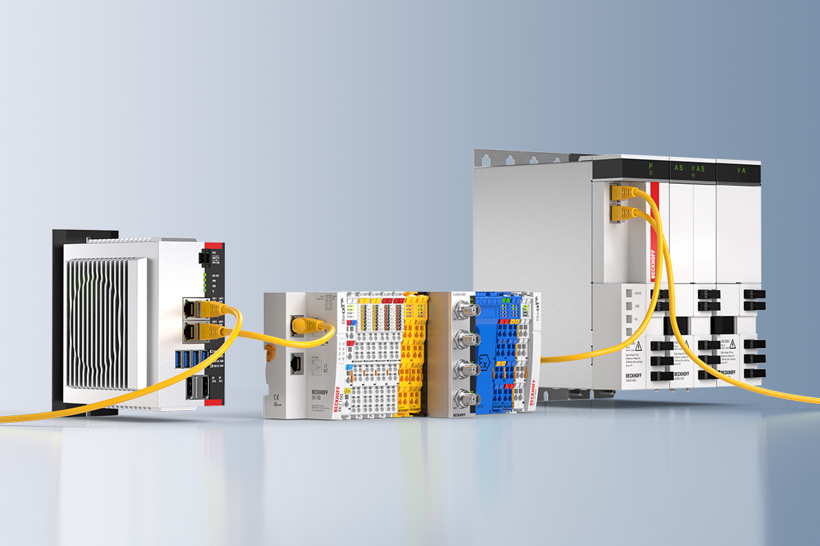 通过 EtherCAT、EtherCAT G 和 EtherCAT G10，倍福如今已经能够为未来配送中心中使用的智能化、现代化和网络化的系统提供现场总线技术。