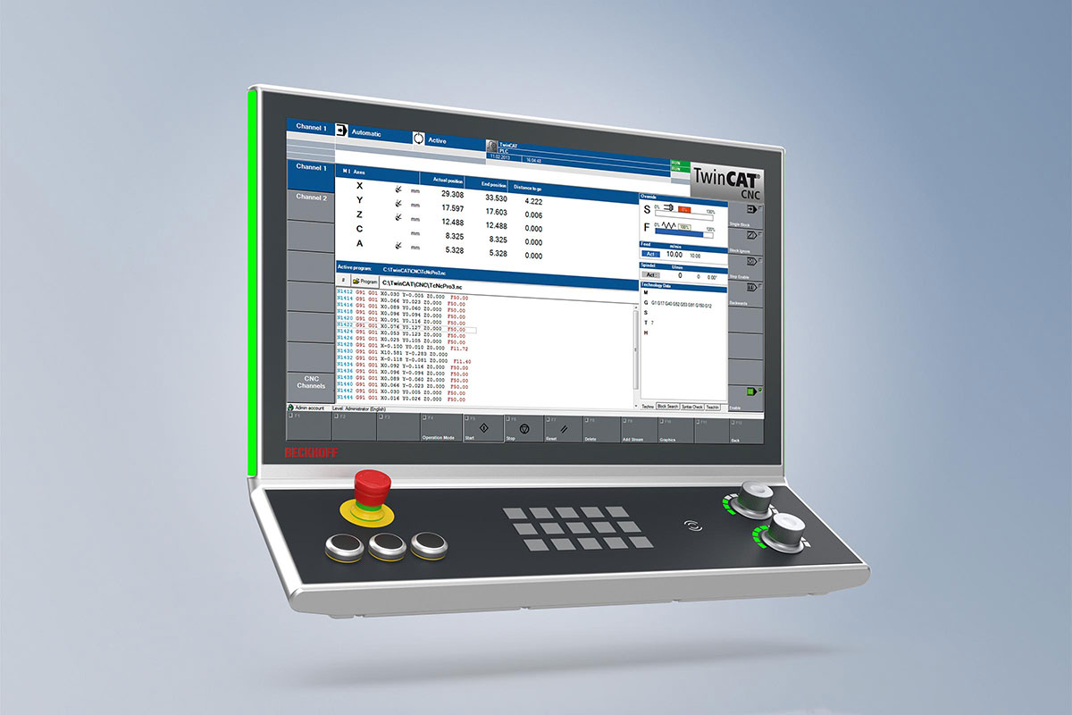 倍福可提供专用于 CNC 领域的定制面板，配备针对 CNC 应用优化的按钮扩展件，操作方便。