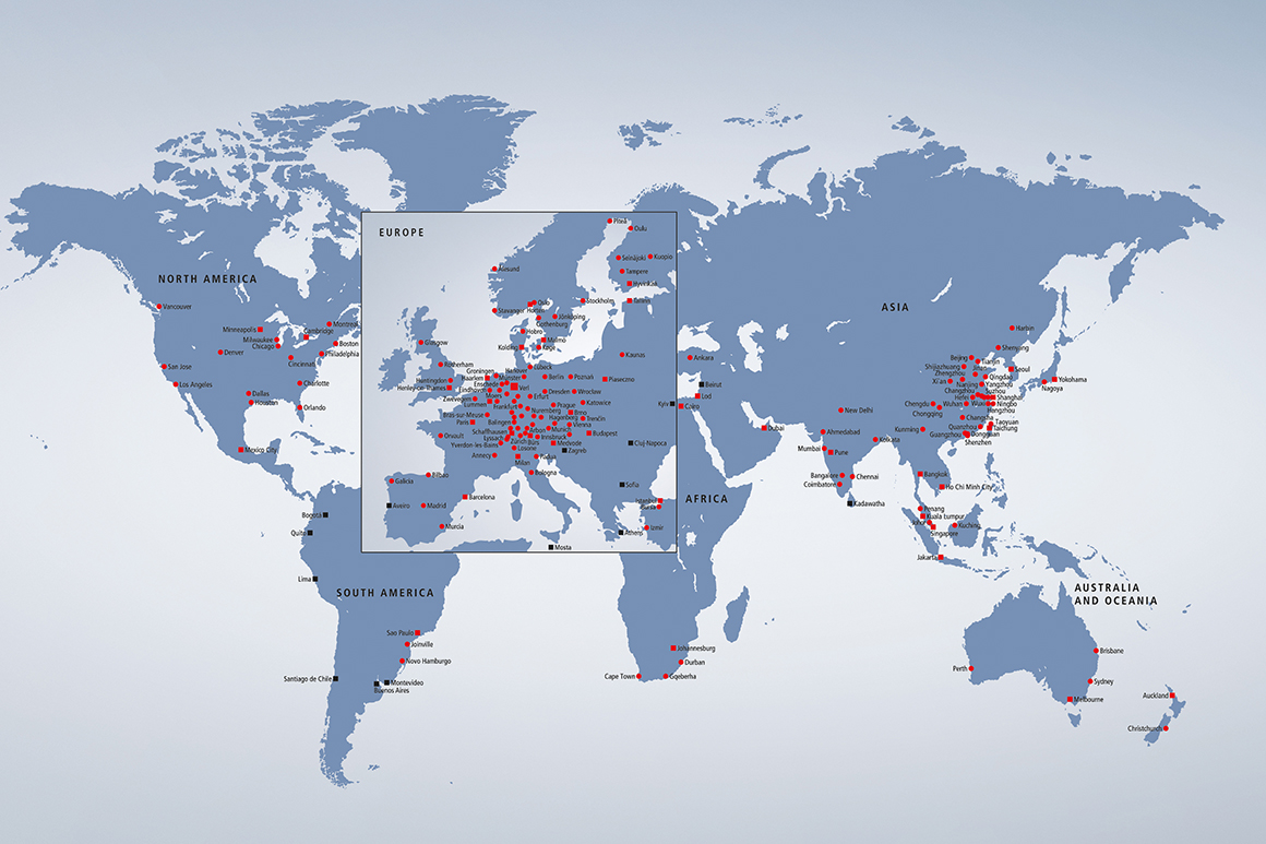倍福的业务已遍及全球超过 75 个国家，确保为世界各地的客户用当地语言提供快速、高效的现场服务和支持。 