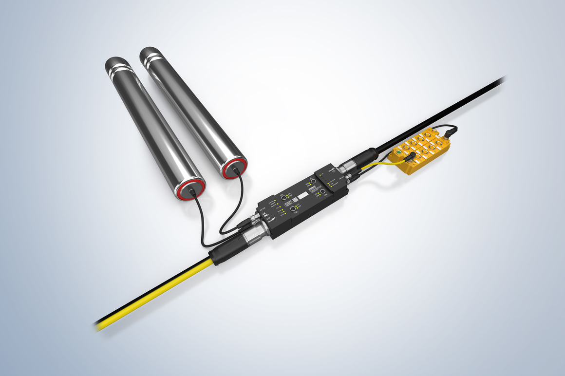EP7402 系列双通道模块配备 EtherCAT P 混合连接器，防护等级高达 IP67。
