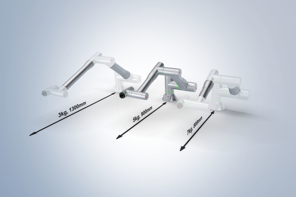 机器人配置的有效负载能力直接取决于选定的臂长参数，即机器人的可达工作范围