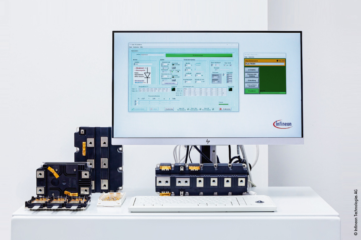 TwinCAT 及 TwinCAT Interface for LabVIEW™ 能够助力测试台架自动适配不同类型的功率模块，例如，可实现测量范围从 5 V DC 切换至 2.5 V DC，同时保持 24 位的高分辨率，还能对门电压以及测试电流进行精确配置