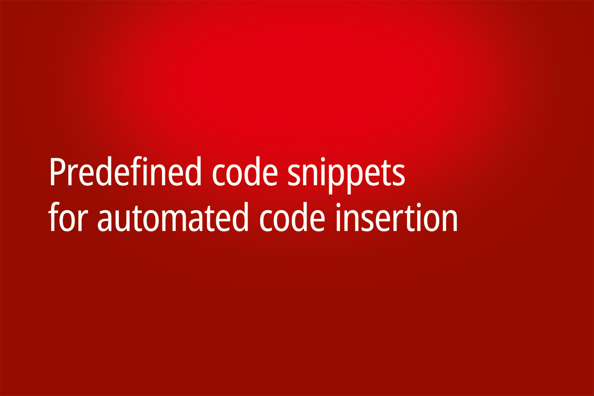 本视频展示了如何在 TwinCAT PLC++ 中使用预定义的代码片段自动插入代码。这些代码片段可以在 IntelliSense 菜单中选取，涵盖了创建对象、定义变量等典型用例。使用 Tab 键即可轻松浏览和调整占位符。优势：更快地使用正确语法，减少输入错误，确保代码结构一致，降低入门门槛。