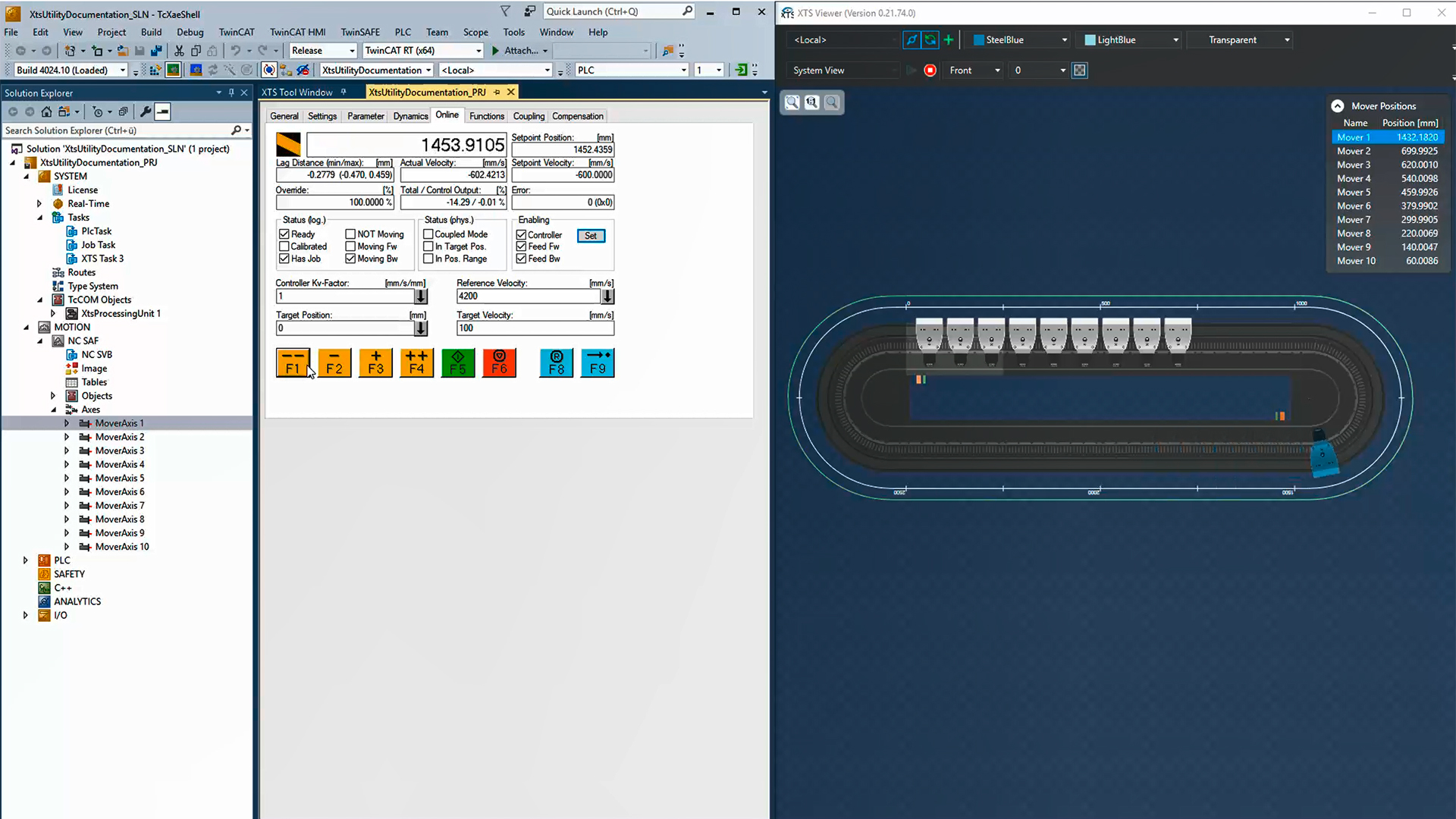 用于移动动子的标准 NC 功能